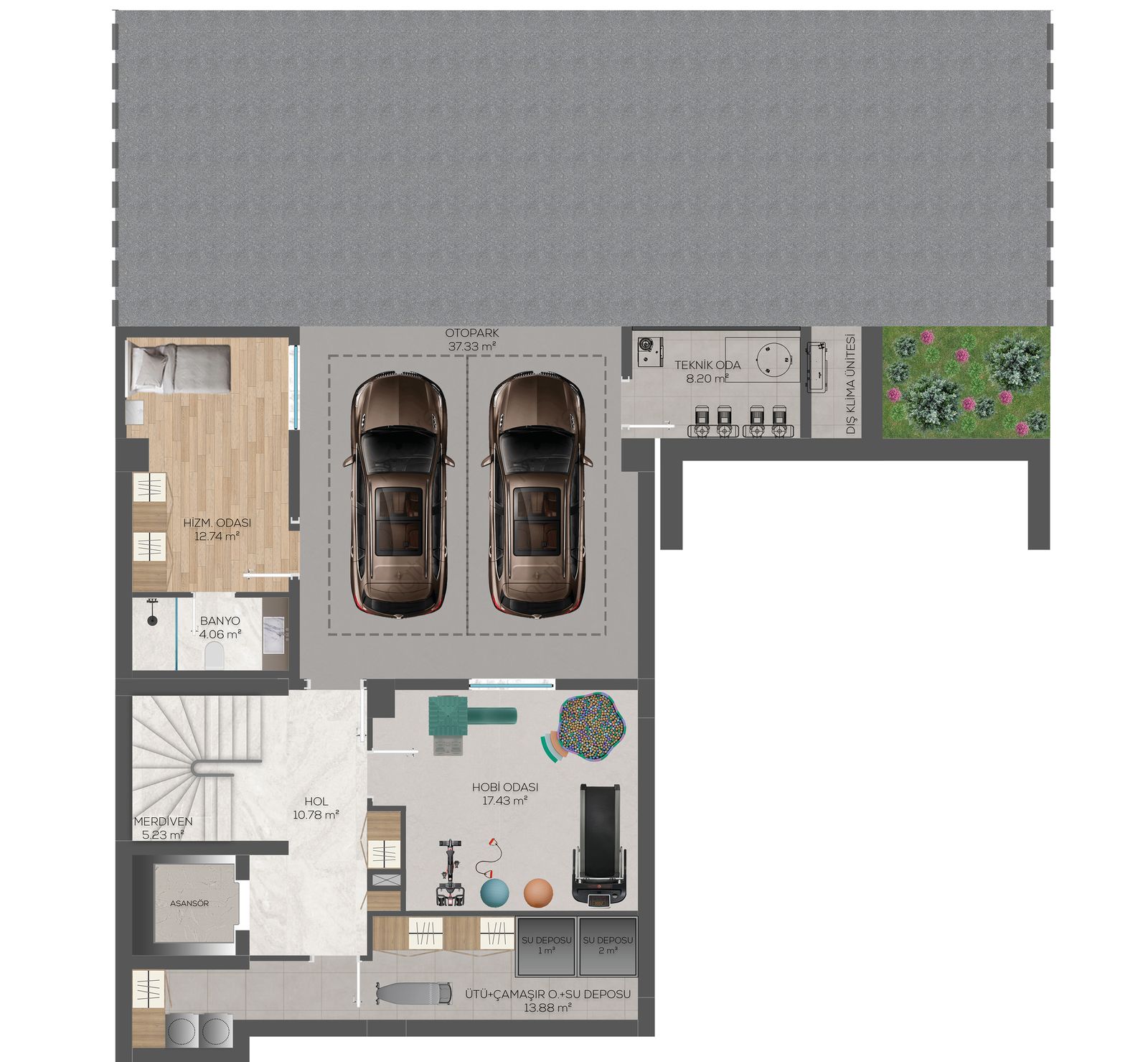 6+1 villa: basement plan