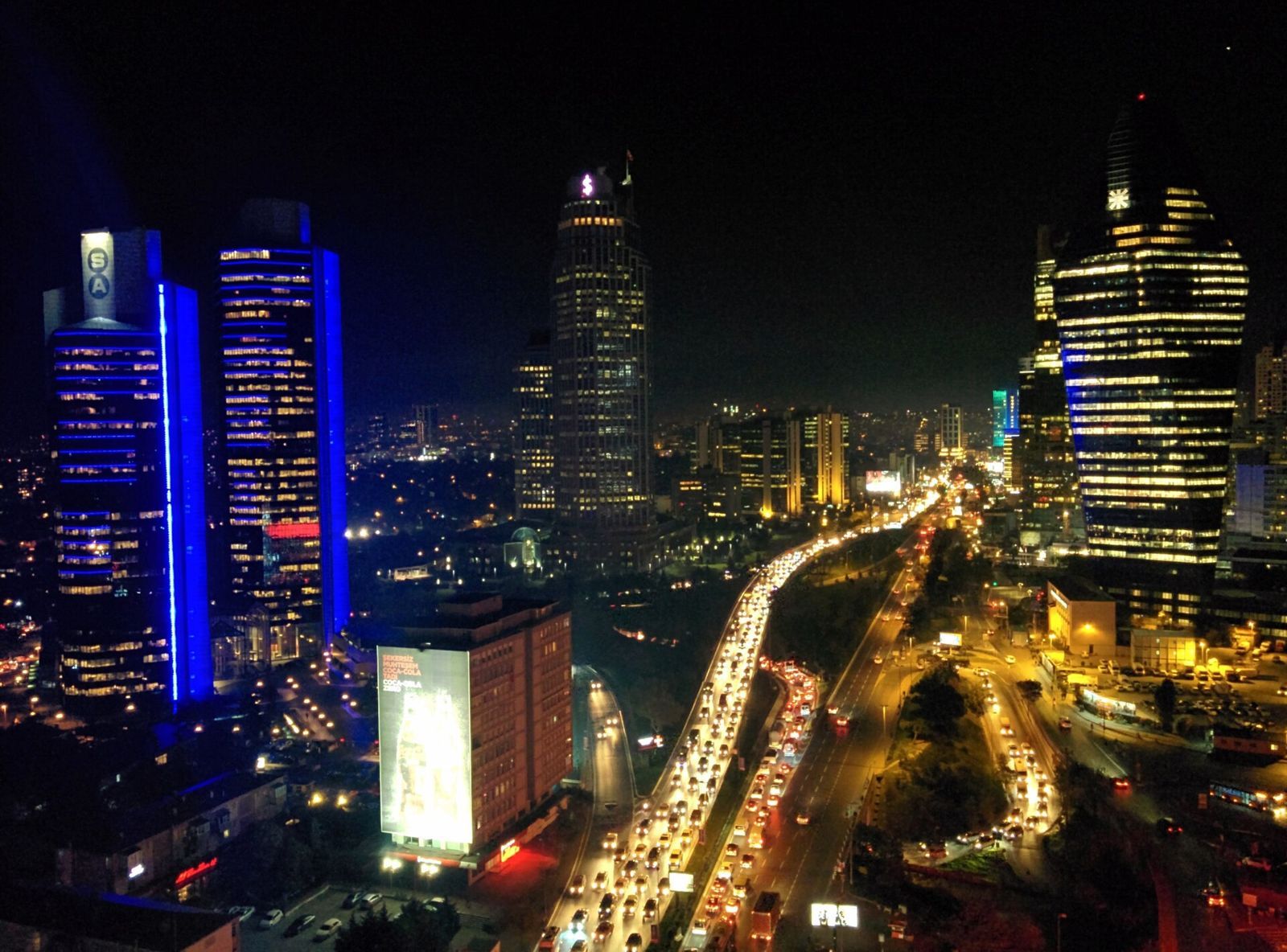 The Levent towers in Istanbul at night