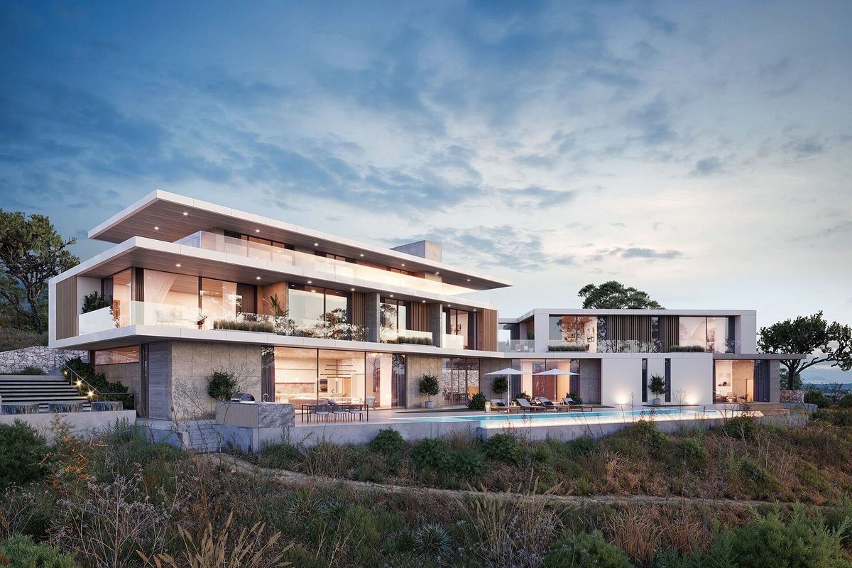 Concept of a modern villa with a pool