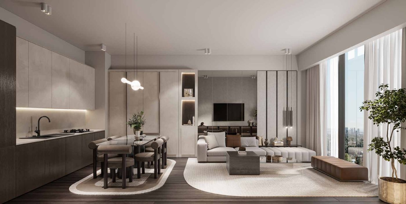 Living room and open kitchen
