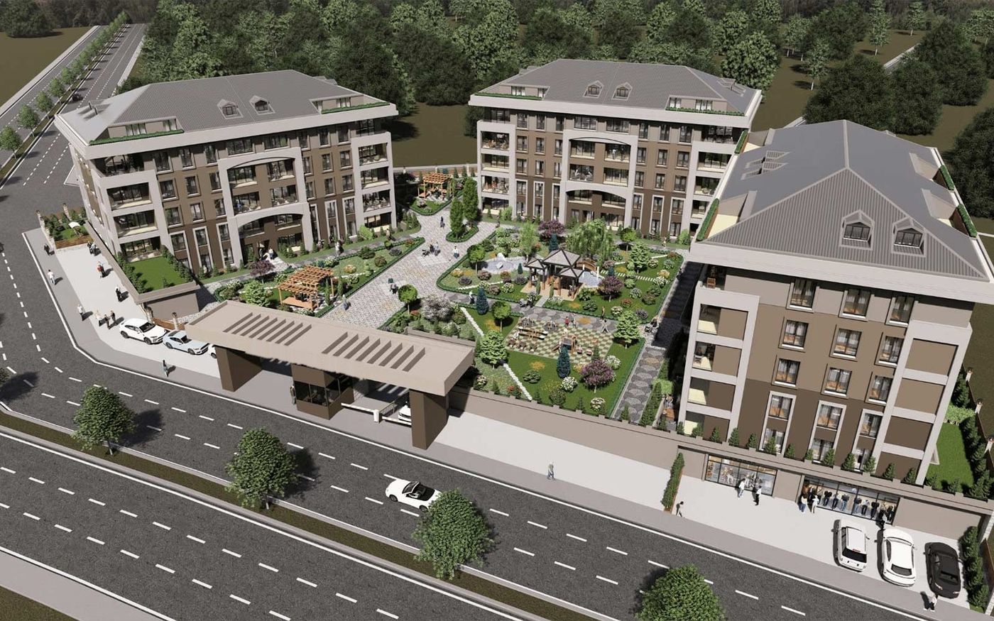 Aerial rendering of the Kayaşehir 14830 project